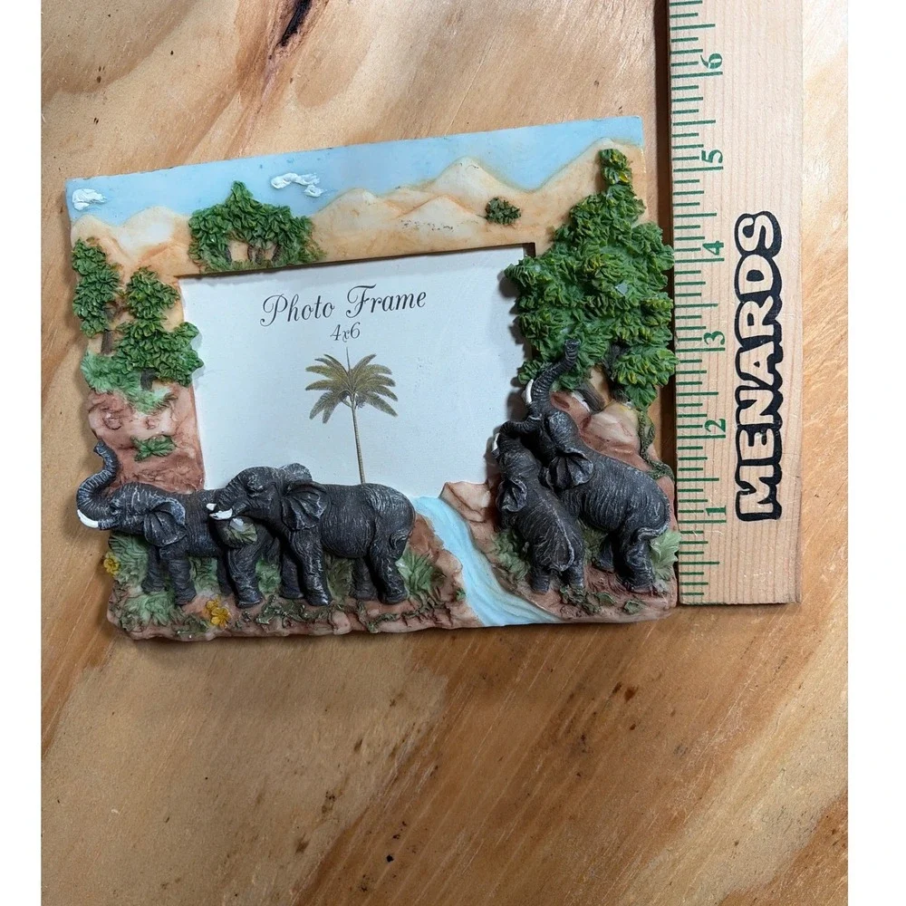 African Safari Elephant 3D Resin Photo Frame 4x6 Wildlife Savanna Decor